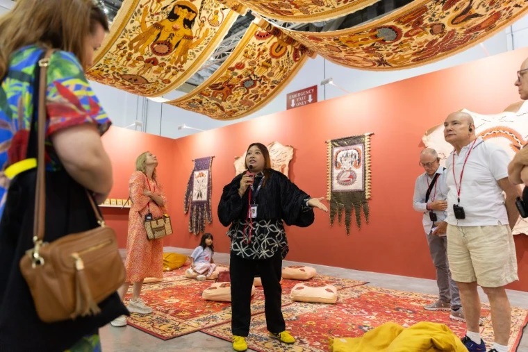 A large-scale installation on the fair floor at Art SG, Marina Bay Sands, Singapore, an engagement in the season calendar of The Mansa Court