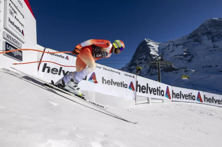 The Lauberhorn start above Wengen beneath the north face of the Eiger, an engagement in the season calendar of The Mansa Court