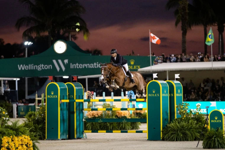 The showgrounds of the Winter Equestrian Festival at sunset in Wellington, Florida, an engagement in the season calendar of The Mansa Court