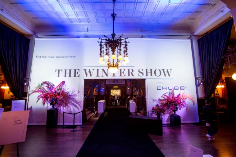 The entrance to the Winter Show at the Park Avenue Armory, an engagement in the season calendar of The Mansa Court